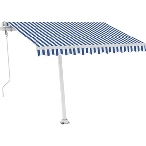 Comparateur de prix : vidaXL Auvent automatique capteur de vent/LED 300x250 cm Bleu et blanc