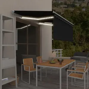 Comparateur de prix : vidaXL Vidaxl Auvent Manuel Rétractable Avec Store Et Led 3x2,5 M Anthracite