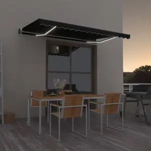 Comparateur de prix : vidaXL Auvent automatique et capteur de vent LED 450x350 cm Anthracite