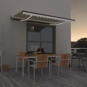 Comparateur de prix : vidaXL Auvent automatique avec capteur de vent et LED 400x350 cm Crème