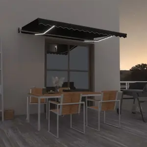Comparateur de prix : vidaXL Auvent automatique capteur de vent et LED 400x350 cm Anthracite