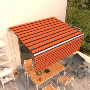 vidaXL Auvent automatique rétractable avec store 4x3m Orange et marron pas cher