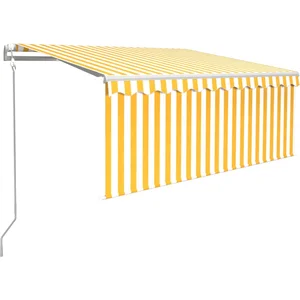vidaXL Auvent rétractable automatique avec store 3,5x2,5 m Jaune blanc pas cher