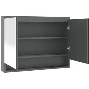 vidaXL Armoire à miroir de salle de bain 80x15x60 cm MDF Gris pas cher
