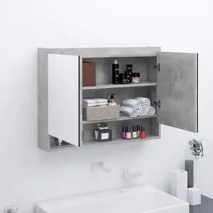 vidaXL Armoire à miroir de salle de bain 80x15x60 cm MDF Gris béton pas cher