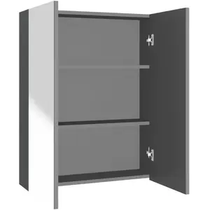 vidaXL Armoire à miroir de salle de bain 60x15x75 cm MDF Anthracite pas cher