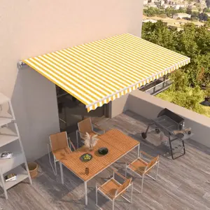 vidaXL Auvent manuel rétractable 500x350 cm Jaune et blanc pas cher