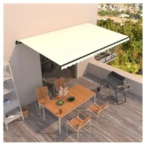 vidaXL Auvent manuel rétractable 500x300 cm Crème pas cher