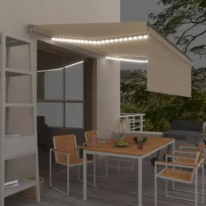 Comparateur de prix : vidaXL Vidaxl Auvent Manuel Rétractable Avec Store Et Led 4x3m Crème