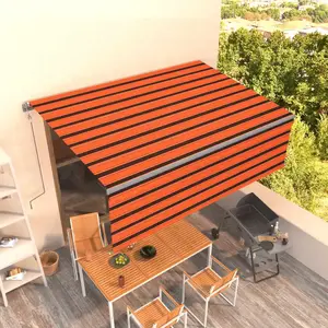 vidaXL Auvent automatique rétractable avec store 4x3m Orange et marron pas cher