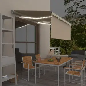 Comparateur de prix : vidaXL Auvent manuel rétractable avec store et LED 3x2,5 m Crème