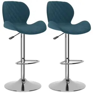 vidaXL Vidaxl Tabourets De Bar 2 Pcs Bleu Velours pas cher