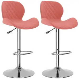 vidaXL Tabourets de bar lot de 2 rose velours pas cher
