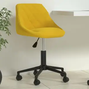 vidaXL Chaise pivotante de bureau Jaune moutarde Velours pas cher