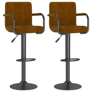 vidaXL Tabourets de bar lot de 2 marron velours pas cher