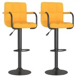vidaXL Tabourets de bar, 2 pcs Jaune moutarde, Tissu pas cher