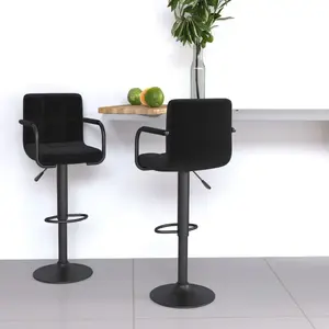 vidaXL Tabourets de bar 2 pcs Noir Tissu pas cher