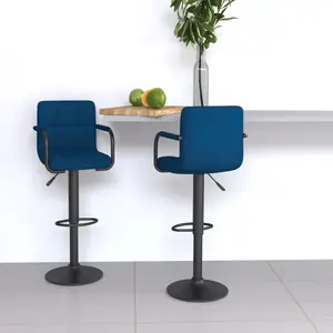 vidaXL Vidaxl Tabourets De Bar 2 Pcs Bleu Velours pas cher
