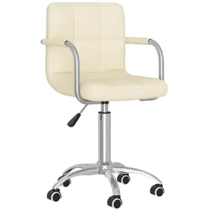 Chaise pivotante de bureau Crème Tissu vidaXL pas cher