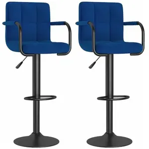 vidaXL Tabourets de bar 2 pcs Bleu Tissu pas cher