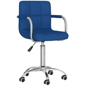 Chaise pivotante de bureau Bleu Tissu vidaXL pas cher