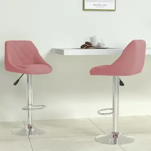 vidaXL Tabourets de bar lot de 2 rose velours pas cher