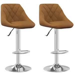 vidaXL Tabourets de bar lot de 2 marron velours pas cher