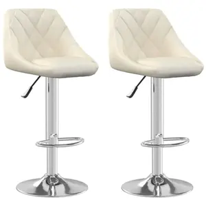 vidaXL Tabourets de bar lot de 2 crème velours pas cher