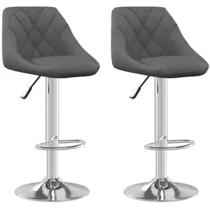 vidaXL Tabourets de bar lot de 2 gris foncé velours pas cher