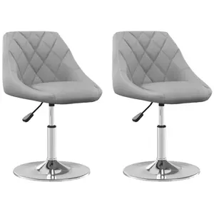 vidaXL Chaises pivotantes à manger lot de 2 Gris clair Velours pas cher
