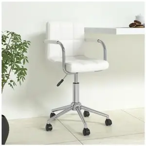 vidaXL Chaise de bureau pivotante Blanc Similicuir pas cher