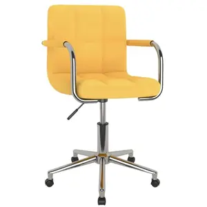 vidaXL Vidaxl Chaise Pivotante De Bureau Jaune Moutarde Tissu pas cher