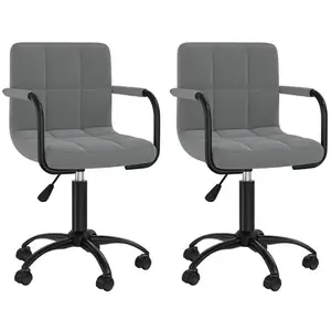 vidaXL Chaises pivotantes à manger lot de 2 gris foncé velours pas cher