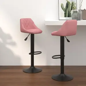 vidaXL Tabourets de bar lot de 2 rose velours pas cher