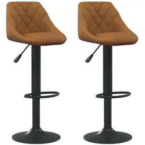 vidaXL Tabourets de bar lot de 2 marron veloursVendu parfnac-be