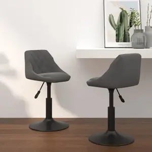 vidaXL Vidaxl Chaises Pivotantes À Dîner Lot De 2 Gris Foncé Velours pas cher