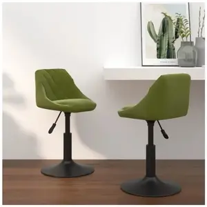 vidaXL Chaises pivotantes à manger lot de 2 vert clair velours pas cher