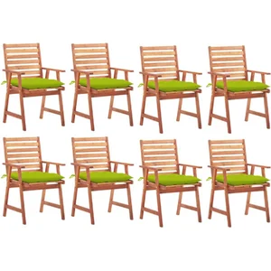 vidaXL Chaises à dîner d'extérieur 8 pcs avec coussins Acacia massif pas cher