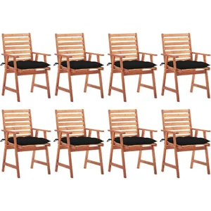 vidaXL Chaises à dîner d'extérieur 8 pcs avec coussins Acacia massif pas cher