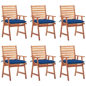 vidaXL Chaises à dîner d'extérieur 6 pcs avec coussins Acacia massif pas cher