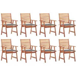 vidaXL Chaises à dîner d'extérieur 8 pcs avec coussins Acacia massif pas cher