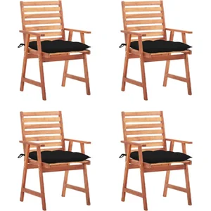 vidaXL Chaises à dîner d'extérieur 4 pcs avec coussins Acacia massif pas cher