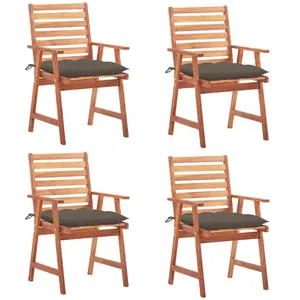 vidaXL Chaises à dîner d'extérieur 4 pcs avec coussins Acacia massif pas cher