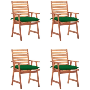 vidaXL Chaises à dîner d'extérieur 4 pcs avec coussins Acacia massif pas cher
