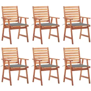 vidaXL Chaises à manger d'extérieur lot de 6 et coussins Acacia massif pas cher