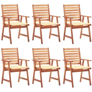 vidaXL Chaises à dîner d'extérieur 6 pcs avec coussins Acacia massif pas cher