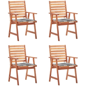 vidaXL Chaises à dîner d'extérieur 4 pcs avec coussins Acacia massif pas cher
