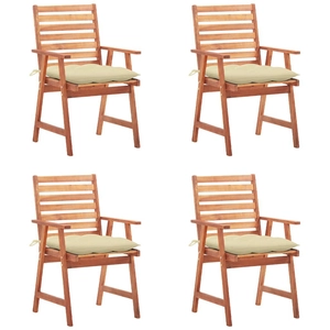 vidaXL Chaises à dîner d'extérieur 4 pcs avec coussins Acacia massif pas cher