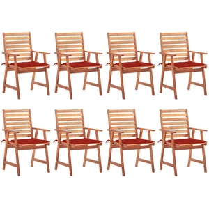 Comparateur de prix : vidaXL Chaises à dîner d'extérieur 8 pcs avec coussins Acacia massif