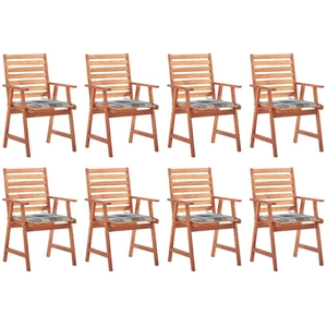 vidaXL Chaises à dîner d'extérieur 8 pcs avec coussins Acacia massif pas cher